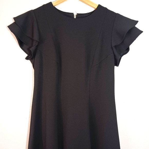 Tommy Hilfiger Formal Career Ruffle Short Sleeve Back Zipper Black Size 0 Dress - Picture 3 of 9